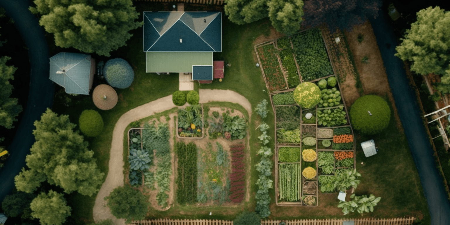 Regenerative Edible Landscapes A photo of a lush green garden with fruits and vegetables growing