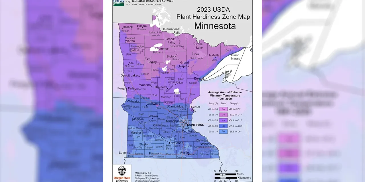 minnesota-plant-hardiness-zone-map The shift from 4b to 5a indicates that our average minimum winter temperatures are gradually increasing
